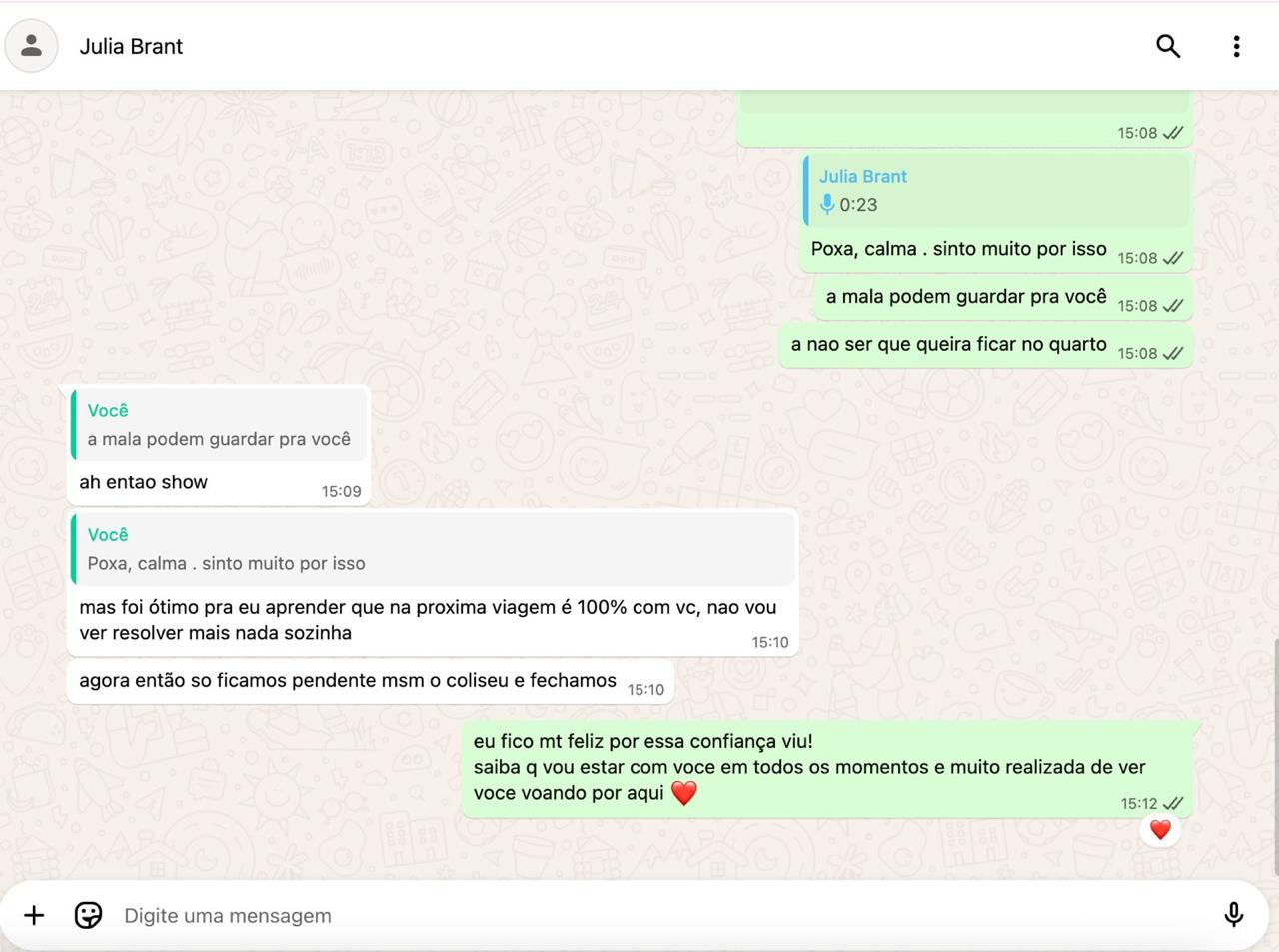 Depoimento de Julia Brant sobre viajar com a Vidda