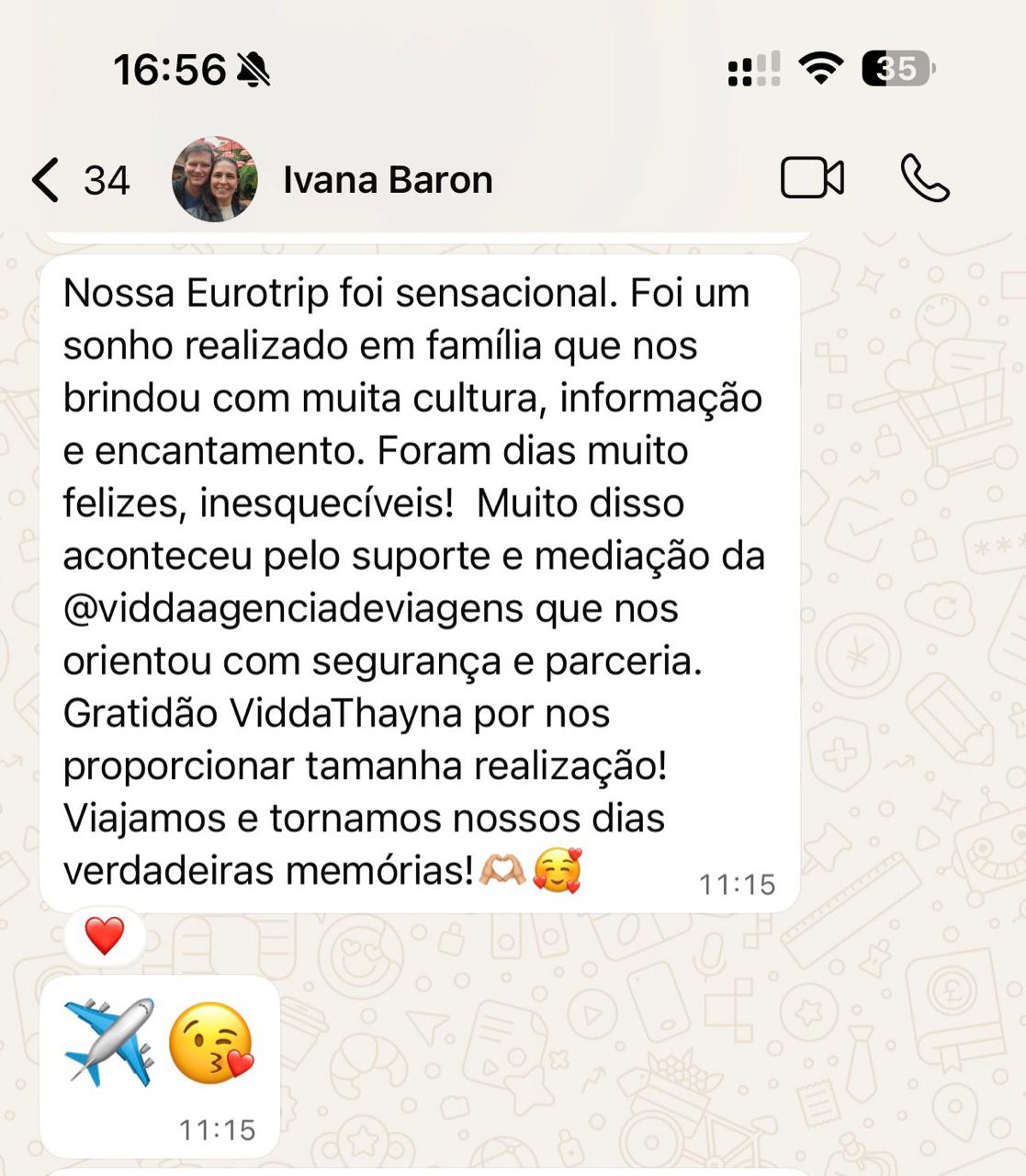 Depoimento de Ivana Baron sobre a Eurotrip organizada pela Vidda